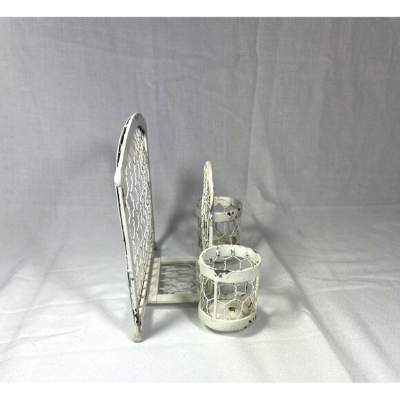Vintage Cottagecore Chicken Wire Napkin Salt & Perrper Shaker Holder - Picture 2 of 9